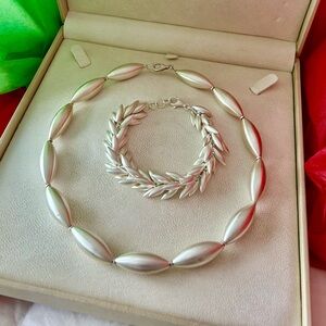 New & Gorgeous! Kelim Jewelers Sterling Silver Wheat Cluster Bracelet & Necklace